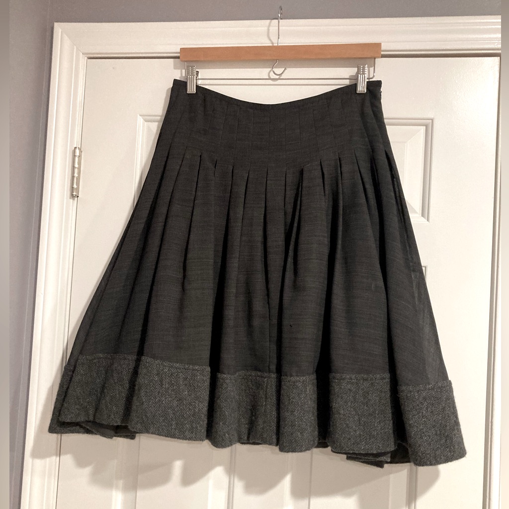 Charles Nolan New York Pleated Wool Blend Midi Skirt 6